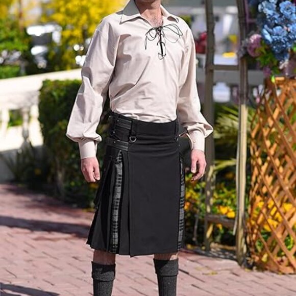 AllSafe Traders Men Modern Hybrid Tartan Kilt, Hybrid Cargo Kilt - Picture 1 of 7